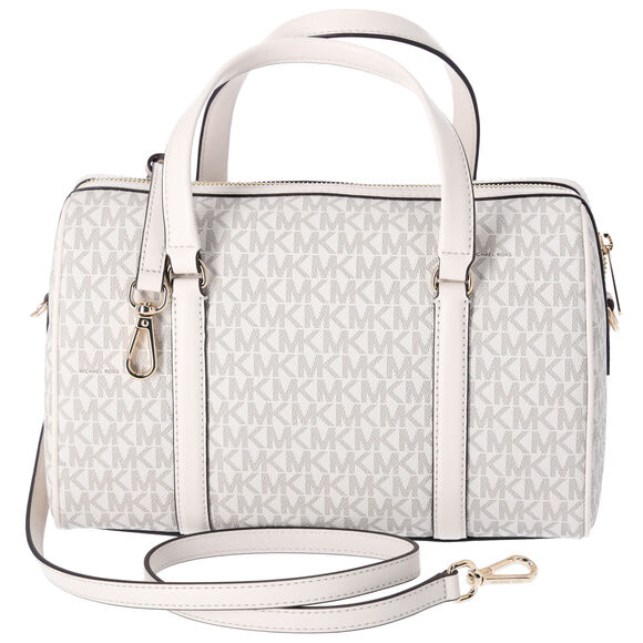 Michael Kors Jet Set Travel Medium Duffle Satchel Light Cream MK - Picture 3 of 5